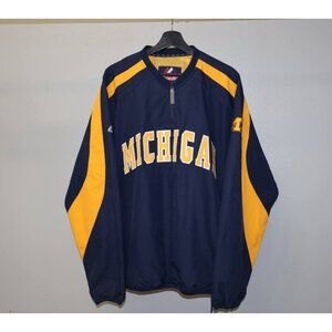 Michigan Wolverines Majestic 1/4 Zip Pullover Sweatshirt Mens XL Blue